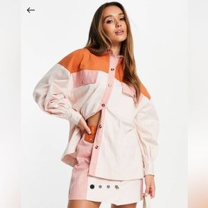 Oversized shacket colorblock